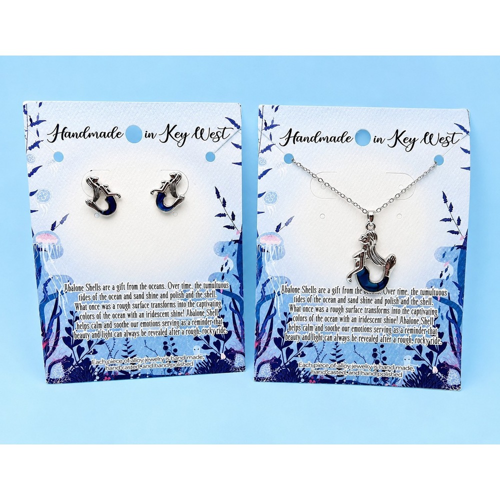 Handmade Key West Mermaid Abalone Shell Necklace & Earrings Jack Spirit -3517